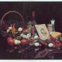 Light Cuisine cookbook in still-life with food