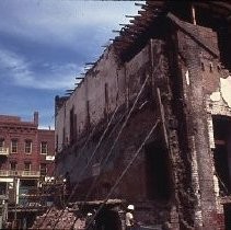 Old Sacramento. View of Pioneer Hall during reconstruction