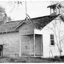 View of a one-room school house in the old town of Campo Seco in Calaveras County