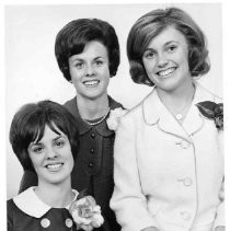 View of the three candidates from Sacramento State College vying for the 1966 Camellia Festival Queen title