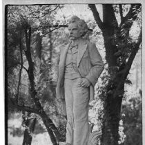 View of the statue of Mark Twain in Utica Park, Angel's Camp, Calaveras County