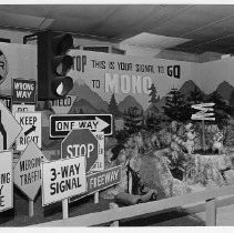 View of Mono County's exhibit booth at the California State Fair. This was the last fair held at the old fair grounds