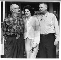 Stanley Hack, a former MLB player (right), with Charles Hack and Mrs. Stanley (Gwen) Hack