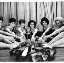 Here they are limbering up. From left are ; Janis Hugo. Lynn Steiner, Carole Grove, Penne Gant, Pat Bunbury, Alice Santo-Coy, Vickie Brewer, and Marlene Magaldi