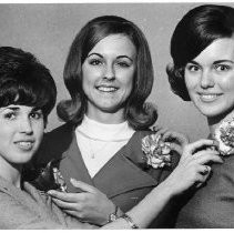 View of the three candidates from Sacramento State College vying for the 1967 Camellia Festival Queen title