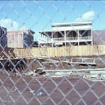Old Sacramento. View of the Fratt Building under construction at 2nd and K Streets