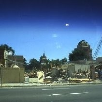 Views of the Sacramento Housing and Redevelopment Agency (SHRA) projects. This view is the demolition site for the new central library at 8th street between I and J Streets