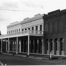 Photograph of Big Four Buildings and the Dingley Coffee and Spice Mill in Old Sacramento, after restoration