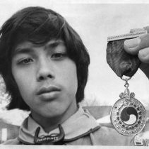 Joseph Jacky, Boy Scout, 13, awarded Honor Medal by BSA for saving the lives of a man and child who were drowning in the American River last June