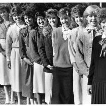 View of the ten candidates vying for the 1986 Camellia Festival Queen title