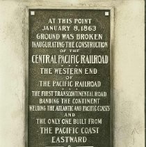 Central Pacific Railroad Inaugural Plaque