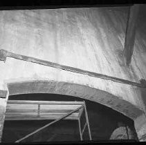 A rolling ladder in a railroad building