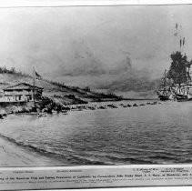 "The Raising of the American Flag and Taking Possession of California by Commodore John Drake Sloat, U.S. Navy, at Monterey, July 7, 1846."