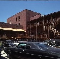 Old Sacramento. View of the What Cheer Service Court on the alley between K and L Streets