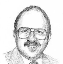 Drawing of Lou Cannon by John Lopes