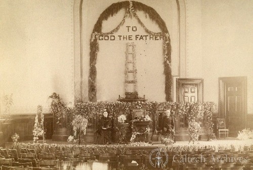 Amos and Eliza Throop at the dedication of the First Universalist Church of Pasadena