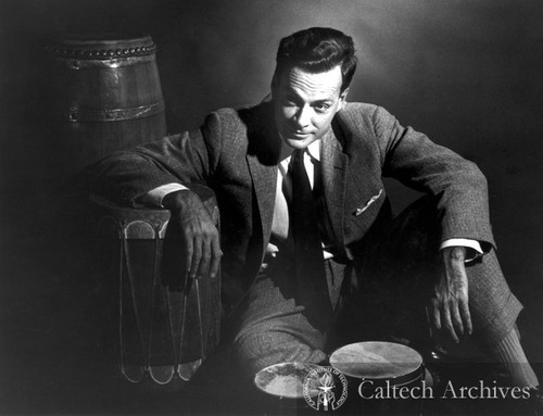 Richard Feynman with bongo drums