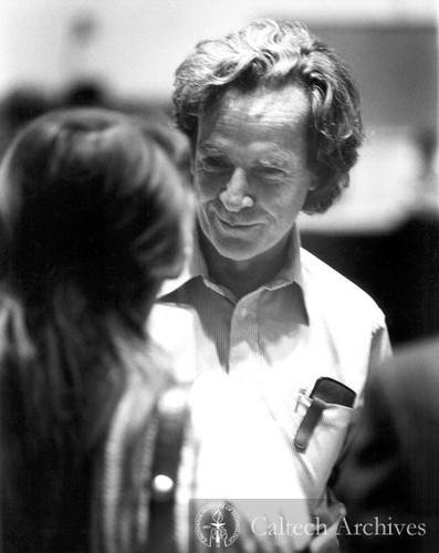 Richard Feynman talking with a student at Cal State Long Beach