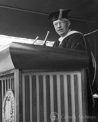 Lee DuBridge speaking at Charter Day at UC Berkeley