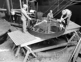 Stripping old coating from 100" telescope mirror in preparation for aluminization