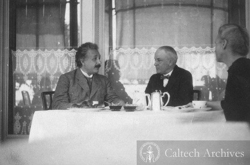 Einstein, Robert Millikan and Mme. Curie in Geneva