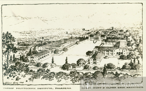 Myron Hunt and Elmer Grey's rendering of the campus for Throop Polytechnic Institute