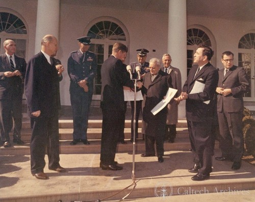 President John F. Kennedy presenting National Medal of Science to Theodore von Karman