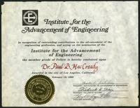 Institute for the Advancement of Engineering certificate (1 item)