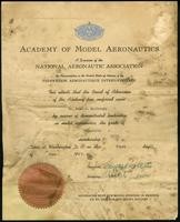 Academy of Model Aeronautics certificates and paperwork (36 items)