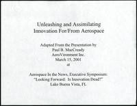 Unleashing and assimilating innovation for/from aerospace, Looking forward: Is innovation dead?"... (29 items)