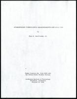 Atmospheric turbulence measurements and analysis. United States Weather Bureau (36 items)