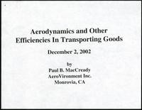 Aerodynamics and other efficiencies in transporting goods, The Aerodynamics of Heavy Vehicles (Monterey, CA) (31 items)