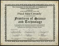 Committee for the Scientific Investigation of Claims of the Paranormal Frontiers of Science and Technology award (1 item)