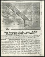 How Gossamer Condor was pedalled through the sky to win 50000 [pounds], New Scientist (2 items)