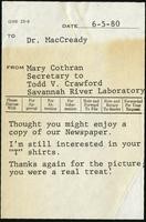 Human-powered flight pioneer addresses SRL, Savannah River Plant News (3 items)