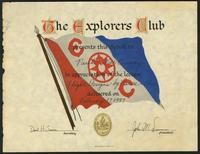 The Explorers Club - "Flight Designs by Nature and Man" certificate (1 item)