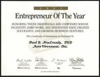 Enterpreneur of the Year certificate (1 item)