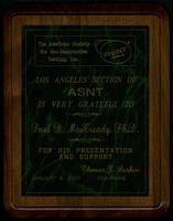Los Angeles Section of the American Society for Non-Destructive Testing, Inc. award (1 item)