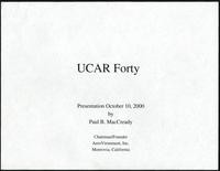 Presentation to UCAR (University Cooperation for Atmospheric Research) Forty (Boulder, CO) (75 items)