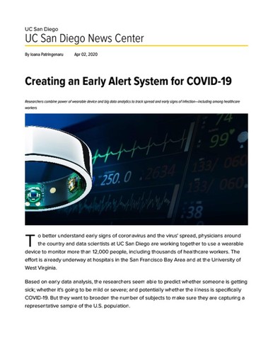 Creating an Early Alert System for COVID-19