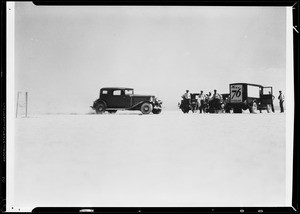 Retouched photos of dry lake, Auburn pictures - 76 gas, Southern California, 1932