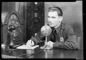 Police broadcast, Southern California, 1932