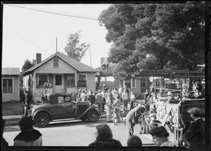 Fire at Mrs. Waters' next door, Southern California, 1930