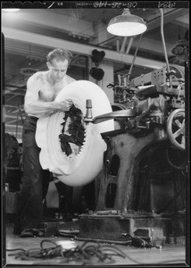 Chamber of Commerce magazine cover, Tire making at Ford factory, Southern California, 1934