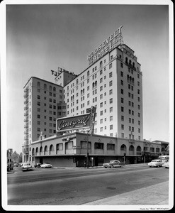 Looking across Hollywood Boulevard to the Roosevelt Hotel