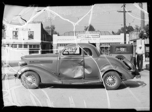 1935 Dodge coupe at Evergreen Auto Park at 145 North San Fernando Road and intersection of West Avenue 26 and Idell Street, Los Angeles, CA, 1935