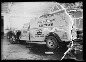 Wrecked trucks, Southern California, 1936