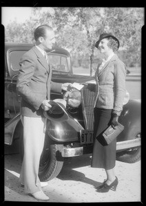 Chevrolet and "Miss Globe" Verna Clair, Southern California, 1934