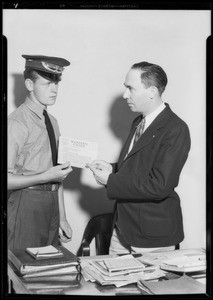 Frank Dillon & Western Union messenger, Southern California, 1933