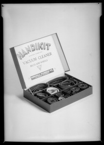 Box with rubber articles for catalog, Southern California, 1934